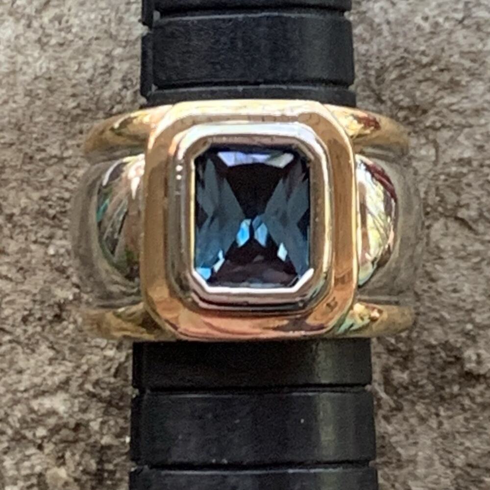 Ross Simons Ring Size 5 Two Tone Sterling Silver & London Blue Topaz